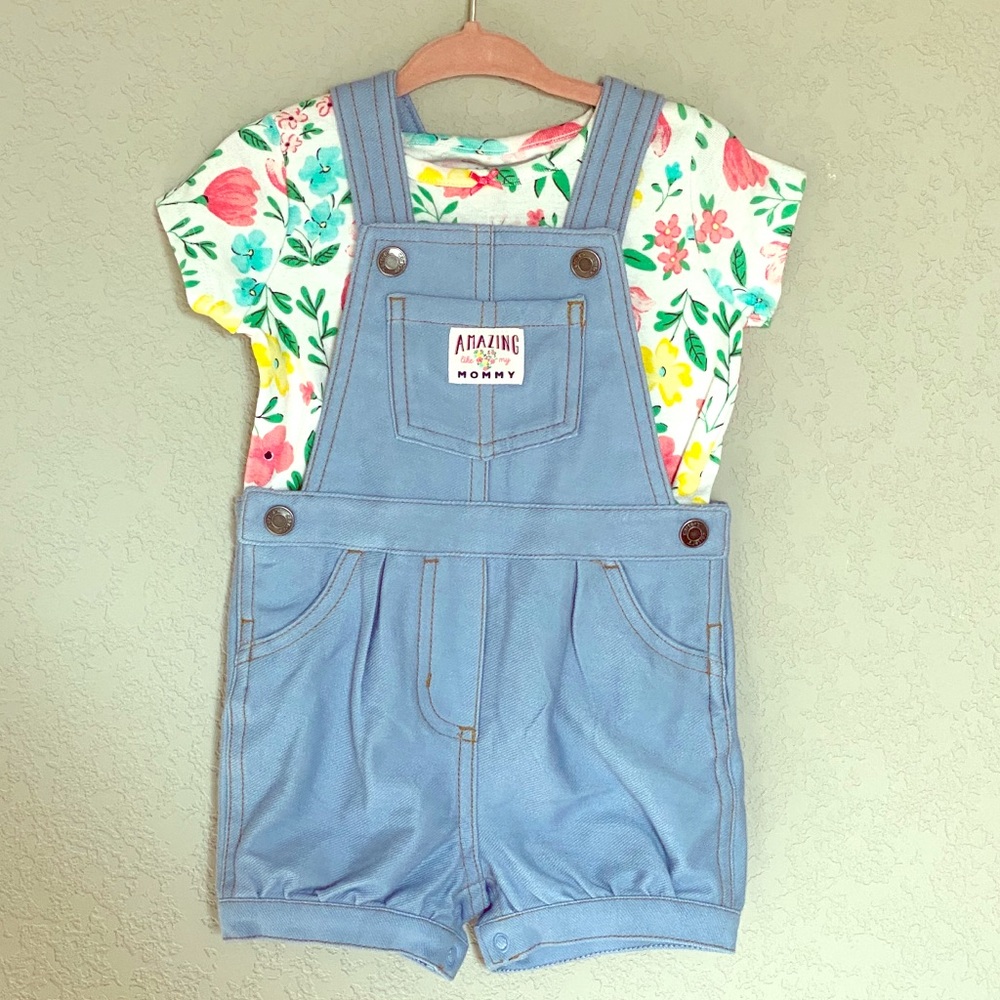 NWOT Short Overalls with floral…
